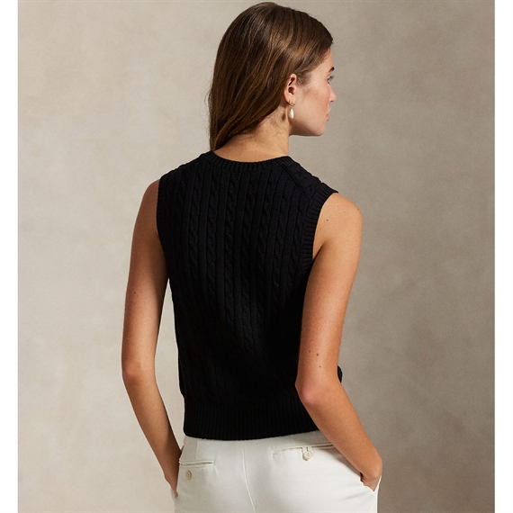 Polo Ralph Lauren Cable-Knit Cotton Sweater Vest, Polo Black 